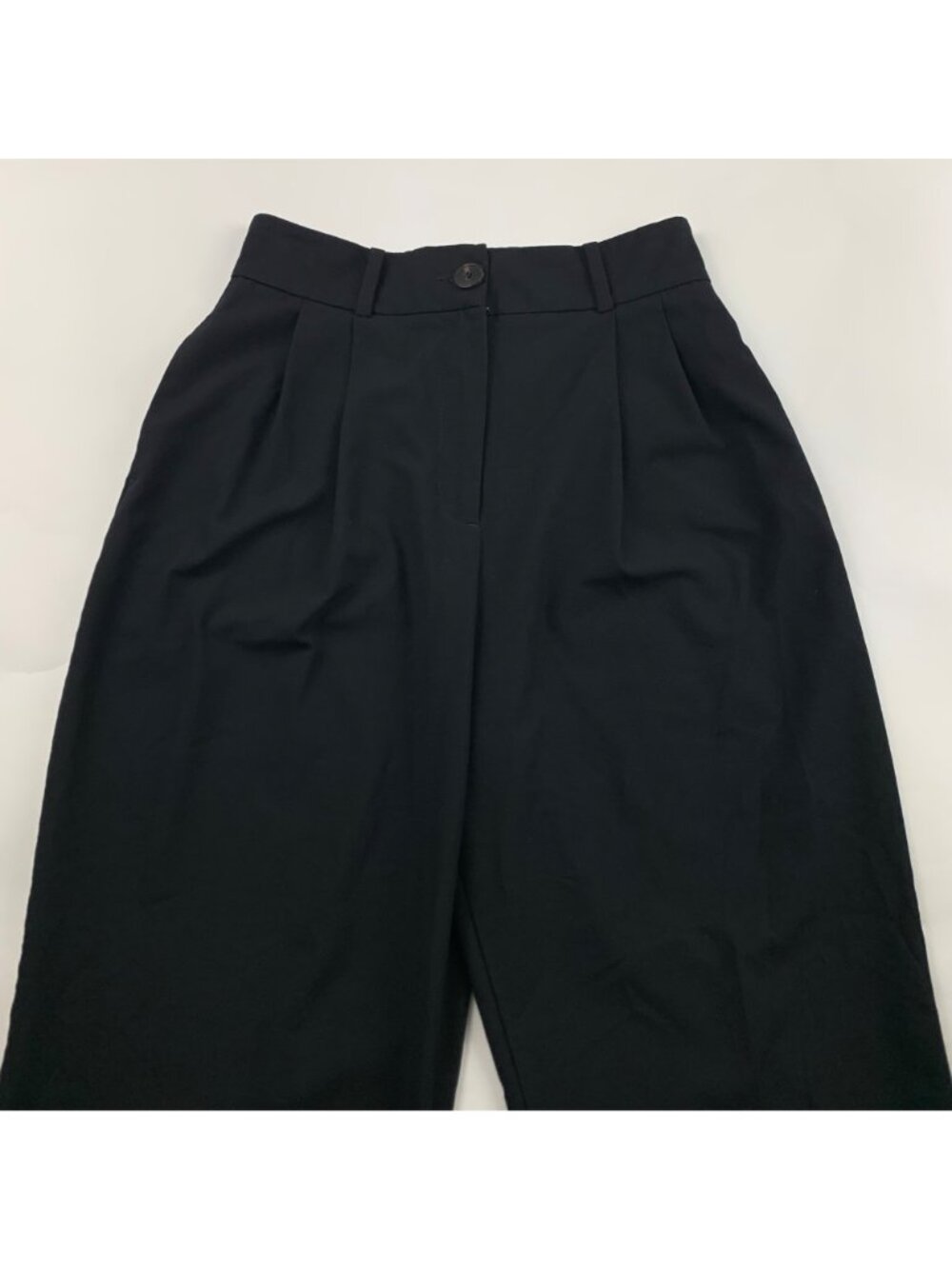 Zara Black High Rise Pleated Front Relaxed Leg Trouser Pant S - Picture 2 of 7